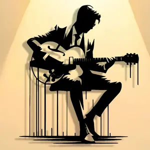 Abstract Guitarist Metal Wall Art - Perfect For Home, Office, Cafe, And Bar Decor | Ideal Gift For Music Lovers | Reusable And Removable, Perfect For Room Decoration