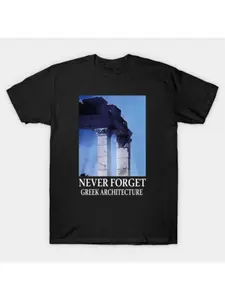 Never forget the Greek architecture T-shirt, summer men's top, men's and women's T-shirt, fashionable retro loose and comfortable Y2K short sleeved top, soft and skin friendly, suitable for both men and women, suitable for all seasons, couple style