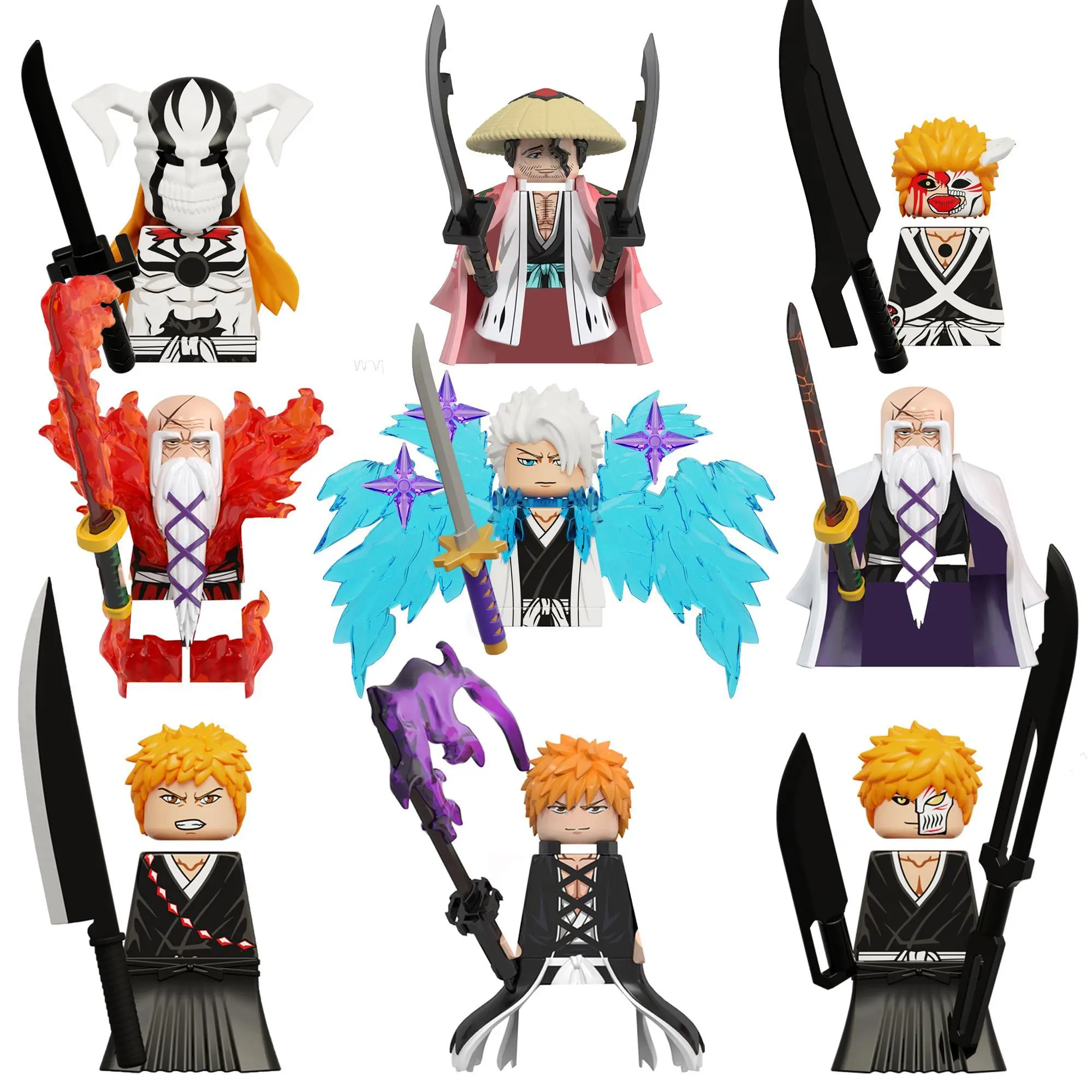 Anime Bleach Bricks and Minifigs Building Blocks - Ichigo Getsuga Tenshou, Yamamoto Genryusai Shigekuni Character Dolls, Classic Novelty Toy Figures for Hobbies