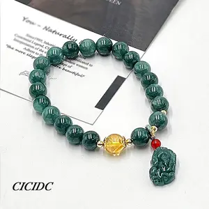 Natural Jadeite Jade Pixie Design Bracelet Wealth and Bringing Good Luck
