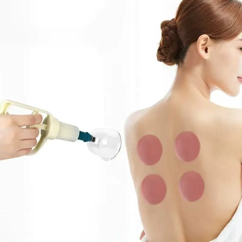 3-Piece Manual Cupping Set - Professional Hand Pump Use Kit with Shatterproof U-Shaped Cups for Back Muscle Therapy, Relaxing Whole Body Massage & Non-Electric Beauty Personal Care Wellness Equipment