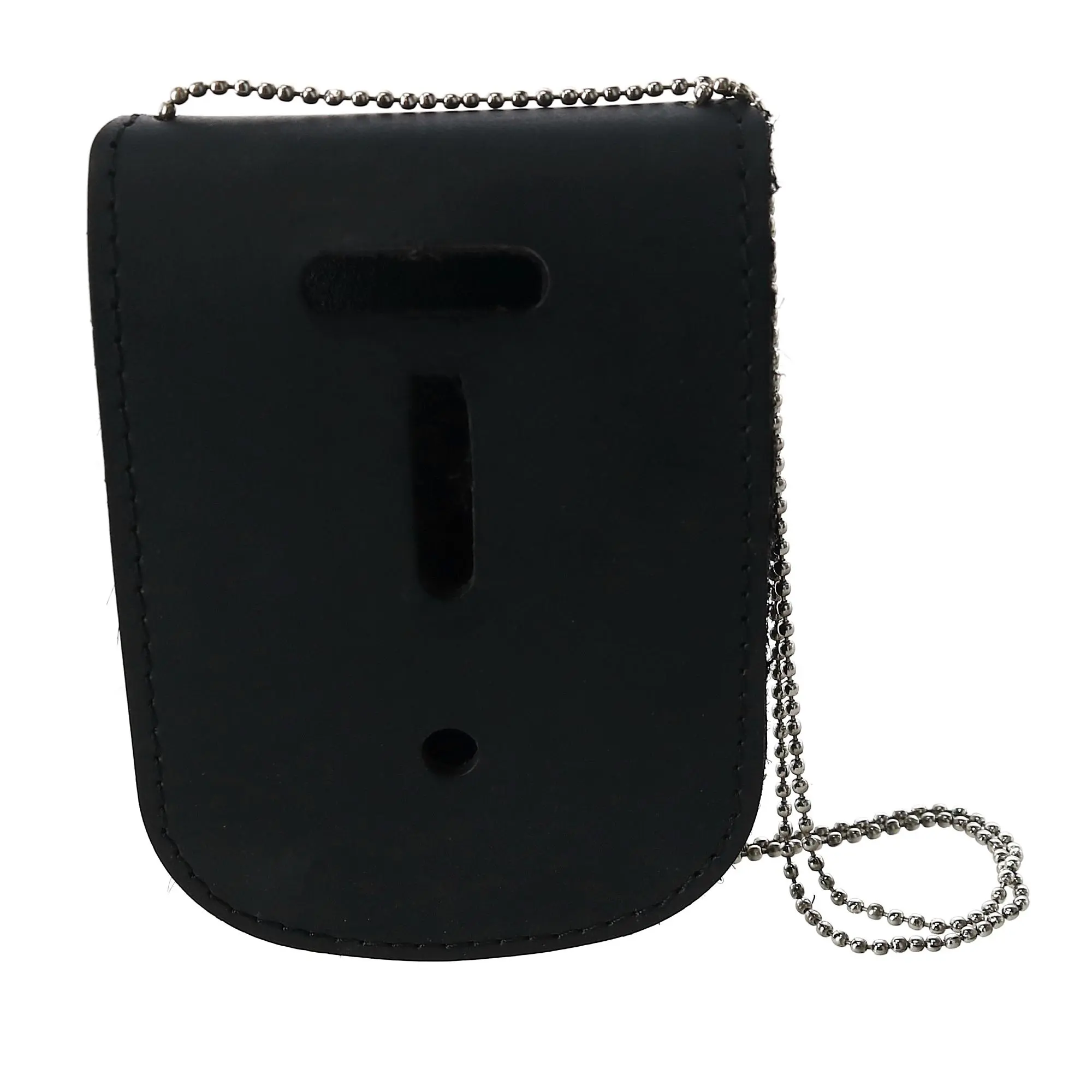 CTM Leather Badge Holder Wallet with Back ID Window and Neck Chain, Badge Holders, One Size, Adults
