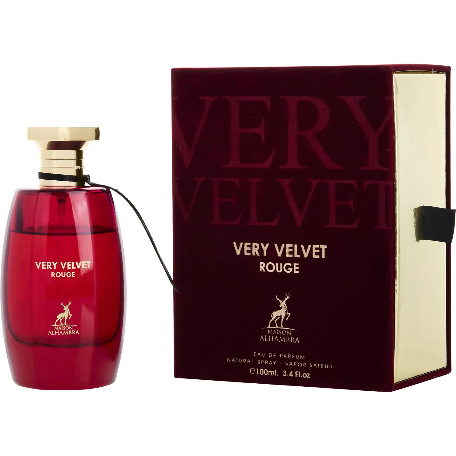 Women's Maison Alhambra Very Velvet Rouge Eau De Parfum, Floral Scent with Rose Aroma, Luxurious Bergamot Base, 3.4 fl oz