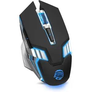 Multi-Device   , Rechargeable, USB Receiver, 7 Buttons & Silent Click, , 7-Color Backlit, LED Light up Mice for Laptop, Computer, , PC, Chromebook - Black