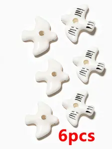 6pcs Seagull Ceramic Beads, Minimalist Flying Bird Charms, Handmade DIY Jewelry Making, Bracelet Supplies, Modern Aesthetic