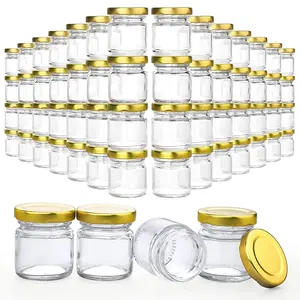 60 Pc Small Glass Jars with Lids, 1.5 oz Mini Honey Jars, Candle Jar for Candle Making for Gifts, Crafts, Spices, Wedding, Party Favors