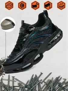 Men Women Safety Shoes, Breathable PU Fabric, Anti-Slip Sole, Steel Toe Protection, Kevlar Stab Resistant, Casual Workwear, Sizes 38-48