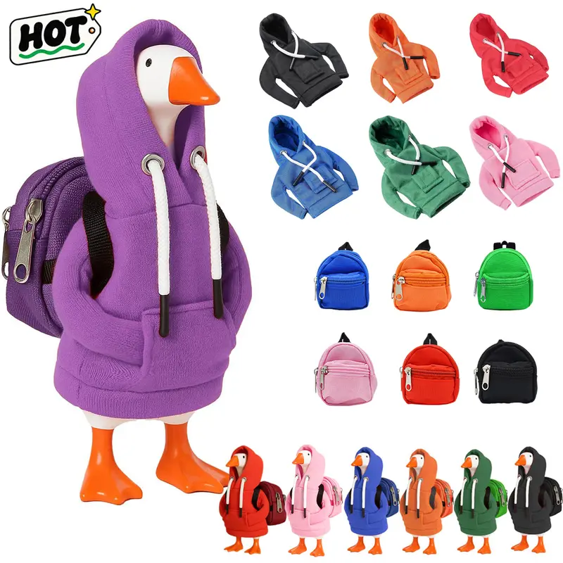 7-Piece Lightweight Cotton Blend Desk Goose Costume Set, Practical Portable 7x2.3in Hoodie Props with Pockets & Backpack, Realistic School Decor for Organizing, Photo Prop & Back to School Gift