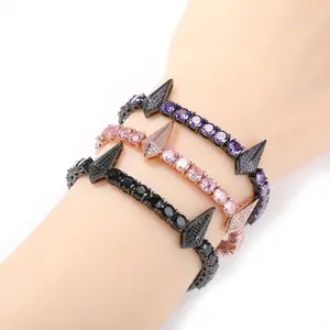 Diamond-in Black Panther Bracelet Hip-hop Ins Niche Design Simple Men's Versatile Handwear Copper Material 7inch 8inch Gold Silver Pink Black Purple