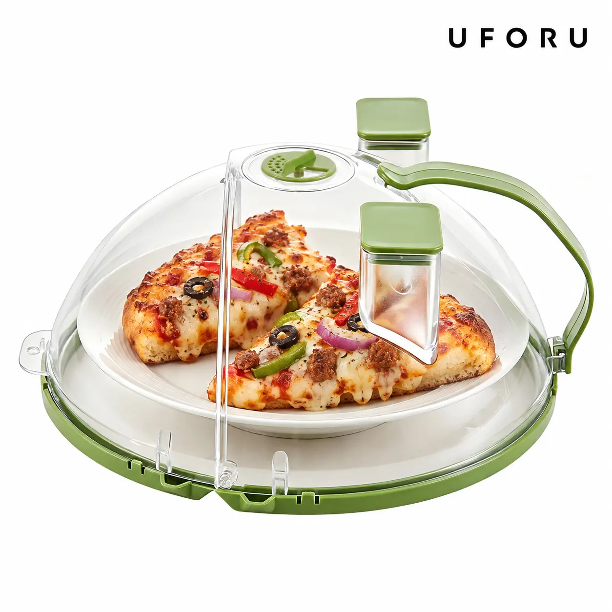 UFORU Upgraded Foldable Microwave Splatter Cover - 10 in Sturdy Lightweight Vented Lid with Handle, Dual Water Steamer, Hanging Design, Microwave Safe Food Domes for Moisture-Rich Heating, Kitchen Supplies Gadget, Dual Steamers