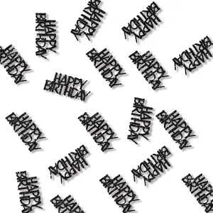 Black Happy Birthday Confetti Glitter Table Scatters 100PC for Adult Birthday Anniversary DIY Crafts Party Decorations Supplies