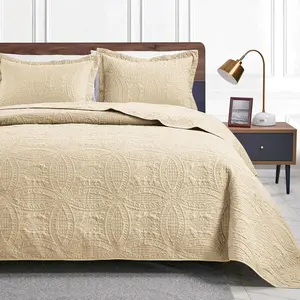 California King Size Bedding Set Camel Bedspreads - Cal King Summer Lightweight Bedspread Comforter - Coin Pattern Coverlet for All Season - 3 Pieces (1, 2 Pillow Shams)