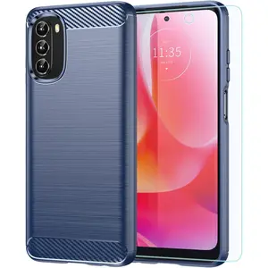 for Moto G 5G Case, Motorola Moto G 5G Case with HD Screen Protector, Fashion Non-Slip Shock-Absorption Flexible TPU Bumper Soft Rubber Protective Phone Case Cover for Motorola Moto G 5G 2022, Navy