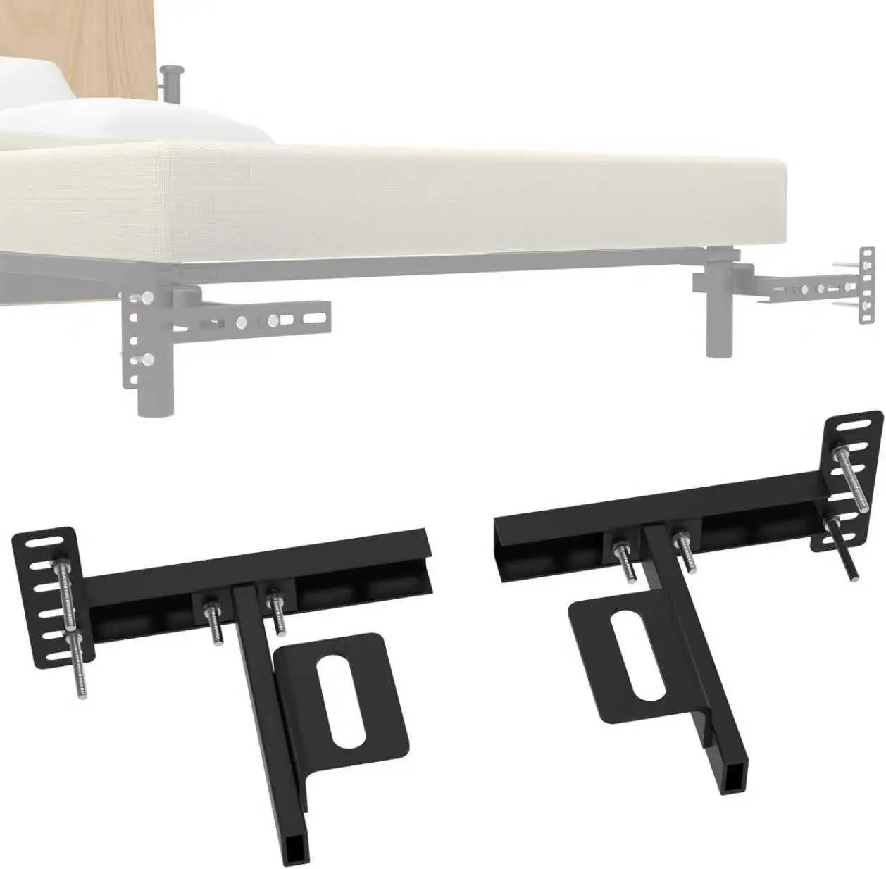 Headboard Brackets for Metal Bed Frame, Universal Adjustable Brackets for Headboard with Footboard Extension Kit Fit Twin Full Queen King, Matte Black 2 Packs