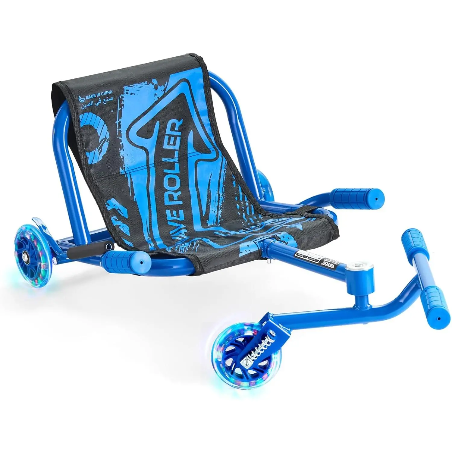 VEVOR Ride-On Scooter for Outdoor Play - 132 lbs Load Capacity, Side-to-Side Swing via Zig-Zag Motion Propulsion, Hard Surface Drifting, Suitable for Ages 4+ (Blue)