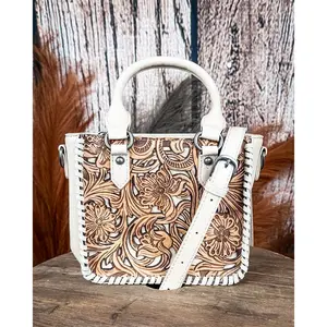 Canyon Blossom Tooled Mini Satchel in Tan by Trinity Ranch