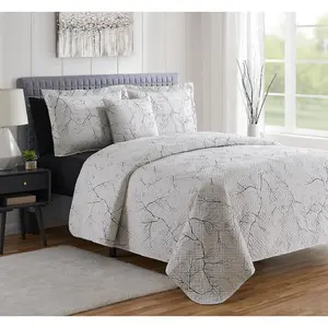 Twin Size - All Season Bedspread Coverlet Set, Pinsonic Weave Lightweight Bedding Set - 4 Piece Twin Set with Pillow Shams, Printed Branches