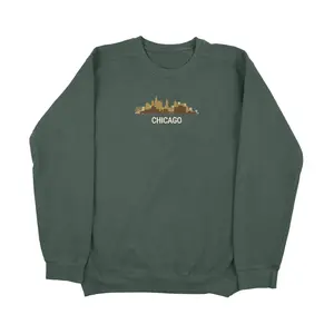 Chicago Embroidered Sweatshirt | City Skyline | Premium Quality | Crewneck | Unisex | Outdoor | Embroidery | Comfort Colors