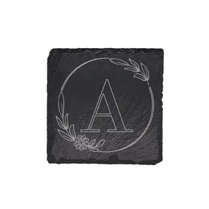 Slate Coasters with Modern Monogram Design (4 pcs.)