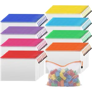 72 count Mesh Zipper Pouch Bags, A4 Letter Size Zipper Mesh Document Pouch, 13" x 9.5"  Mesh Bags for Board  & Puzzles, Organizing Storage for School Office Supplies