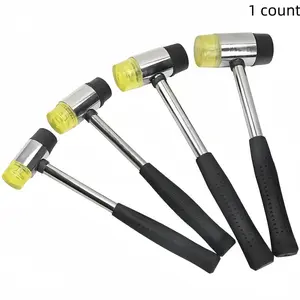 Soft Touch Double Head Rubber Hammer, Rubber Mallet, Double Face Leather DIY Tool with 25mm Black Plastic Coated Grip for Handheld Projects