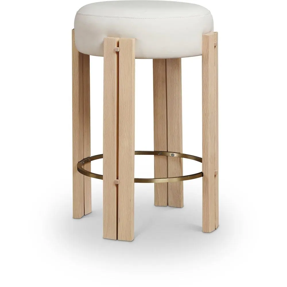 Harrison Cream Vegan Leather Counter Stool