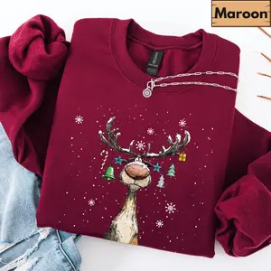 Vintage Reindeer Sweatshirt/T-Shirt, Cute Christmas Sweatshirt, Retro Reindeer Sweatshirt, Merry Christmas Sweatshirt, Christmas Reindeer Sweatshirt, Gift women and men