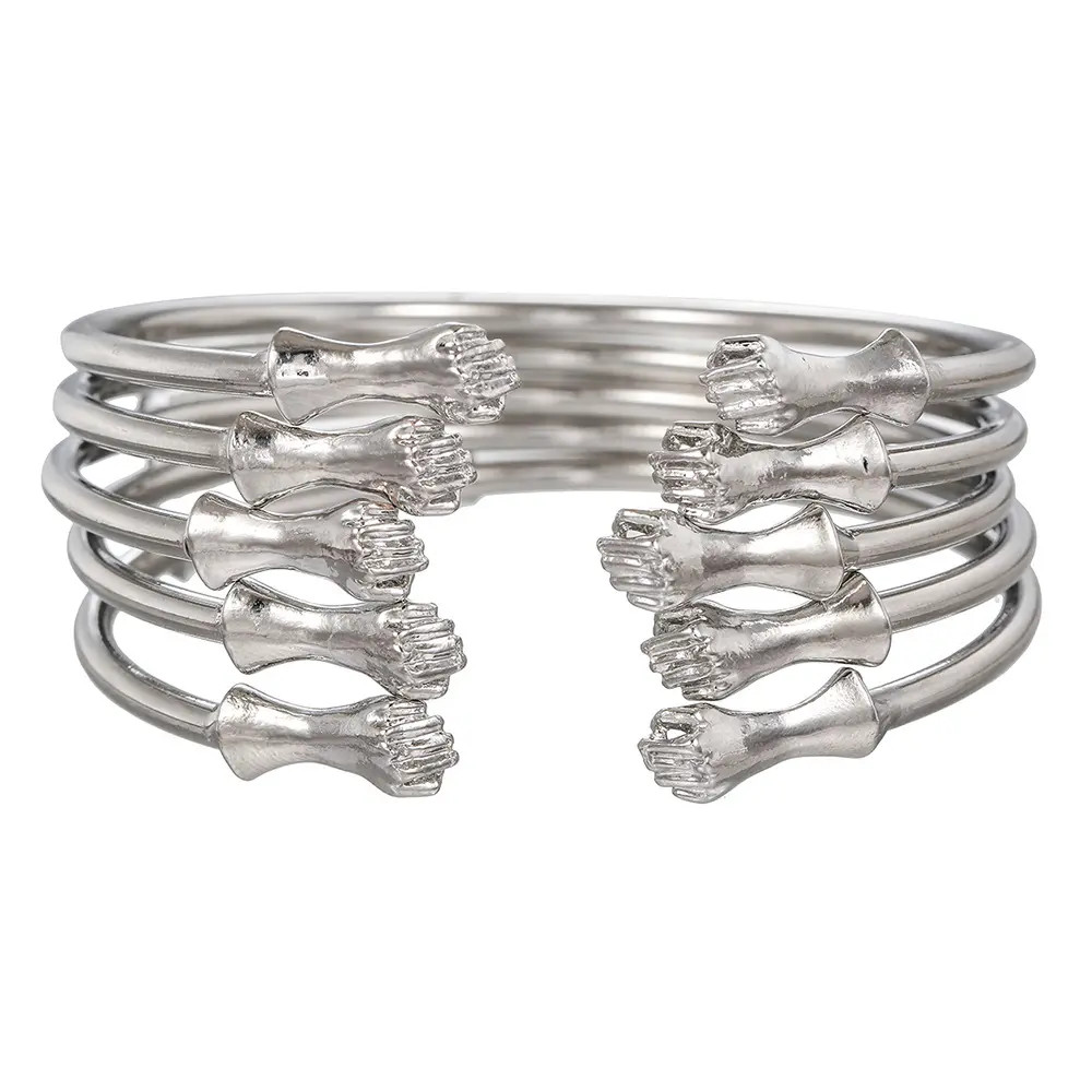 Stackable 9-Piece Hip Hop Cuff Set, Iron-Plated Open Bangles with Round Shapes, Fashion Jewelry (Warning: choking hazard small parts), Geometric, Bracelet, 79G, Daily, Casual, Unisex