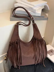 Niche design  stylish   minimalist tassel shoulder bag, Crossbody Shoulder Bag, Handbag Sling Bag, trendy  casual everyday commuter bag,   unique shape   adjustable shoulder strap  sophisticated and versatile piece suitable for shopping, dates,  travel.