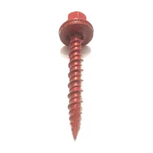 212 MAIN Corrosion-Resistant V-Neck Head Metal-to-Wood Self-Drilling Roofing Screws, 10x1.5 in., 250509 LB, Red, with Pro-Stick Bit, for Sailing & Outdoor Roofs Fastening
