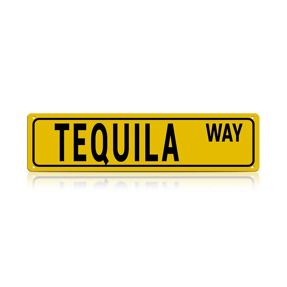 Tequila Way Metal Street Sign 16×4 Inch | Yellow Tequila Road Sign Decor | Bar Kitchen Cantina Party Wall Art Plaque | Tequila Lover Gift | Palette&Wall | summervibes