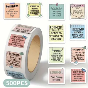 Reminder Sticky Notes Roll, 500 Sheets Per Roll, Decorative Stickers for Notebooks, Laptops, Envelopes, Water Bottles, Office Supplies, Aesthetic Stickers