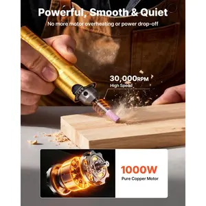 summervibes VEVOR Flex Shaft Grinder, 1000W 30000RPM Electric Flex Shaft Rotary Tool, Foot-Pedal Control Hanging Carver Grinder with 74PCS Accessory Kit for Sanding Buffing Polishing Cutting, 1000W Power