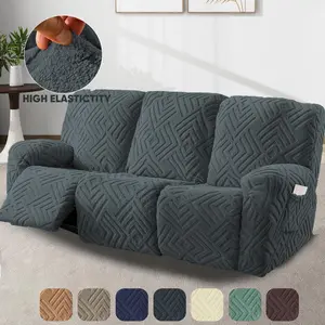 3 Seater Soft Recliner Chair Covers 8Pcs Plush Recliner Sofa Slipcover Stretch Recliner Slipcover for Lazyboy Chair with Storage Pocket Furniture Protector for Living Room