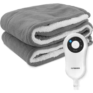 Heated Electric Throw Blanket 50" x 60" Sherpa Polar Fleece Heating Blanket 5 Heating Levels 4 Hours Auto-Off Overheat Protection Machine Washable Grey