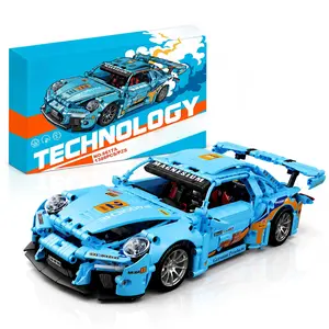 1:14 Scale Technic Sports Car Building Block Set (1288 Pcs, 14.1 x 6.6 x 3.9 inches) - Collectible Blue GT Aerodynamics Racing Model Kit with Working Steering & Engine, STEM Toy Collectibles for 12 Years Above, Office Desk Display
