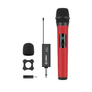 LMBGM  Dynamic Wireless Microphone, Leather-Touch Grip & Anti-Howling Clear Sound, Plug & Play 30m Stable Transmission, With LCD Display Mic & 6.35mm Receiver, Perfect for Home KTV, PA Speakers, DJ Mixers, Parties & Events.