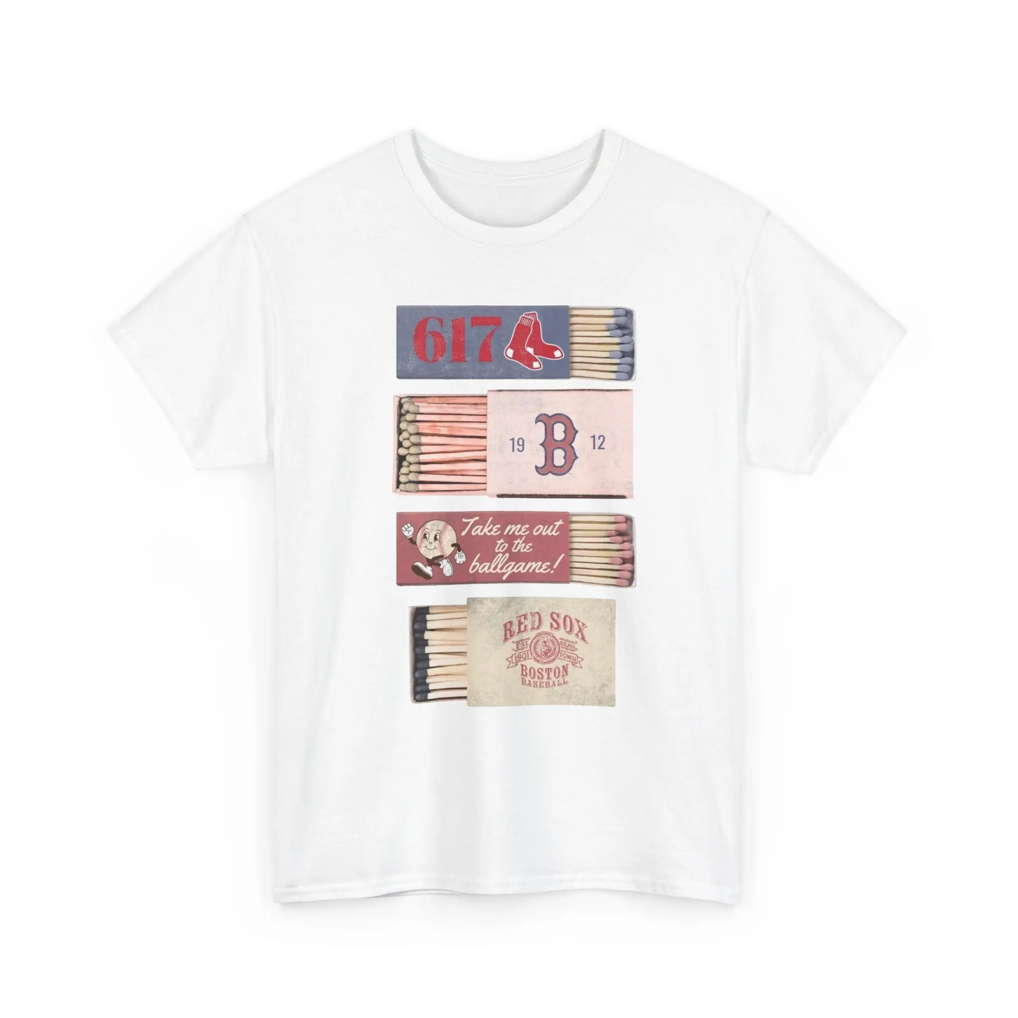 Vintage Boston Red Sox Matchbox Stack T-Shirt | 617, B Logo, Retro Baseball Design, Boston Baseball Fan Tee, Classic Sports Graphic Shirt, Game Day Apparel, Fenway Inspired Tee, Vintage Style Baseball Gift, Unisex Fan Shirt, Retro Athletic Clothing