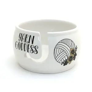 Yarn Bowl, Yarn Goddess, ceramic yarn keeper, knitting or crochet bowls