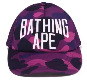 Bape NYC Logo Trucker Hat Purple Camo