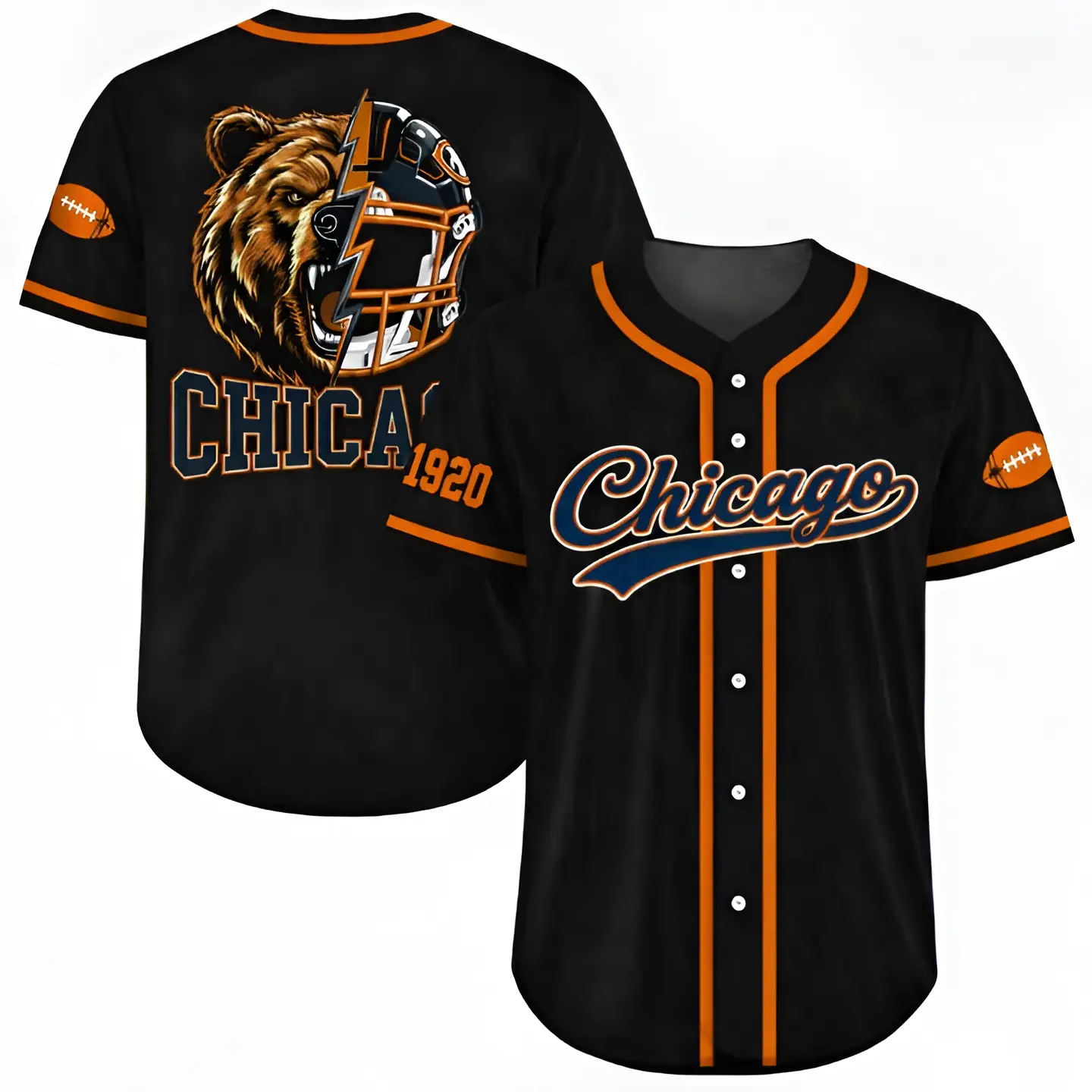 Oversized Chicago Baseball Jersey - Football Fan Graphic Tee - Casual Game Day Uniform