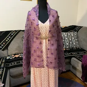 Light pink lace dress with scarf
