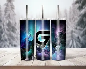 G7 Group 7 Elite 20oz Galaxy Tumbler Out Of This World Double-walled Insulation Permanently Printed Graphic Clear Lid & Straw Handwashing Recommended