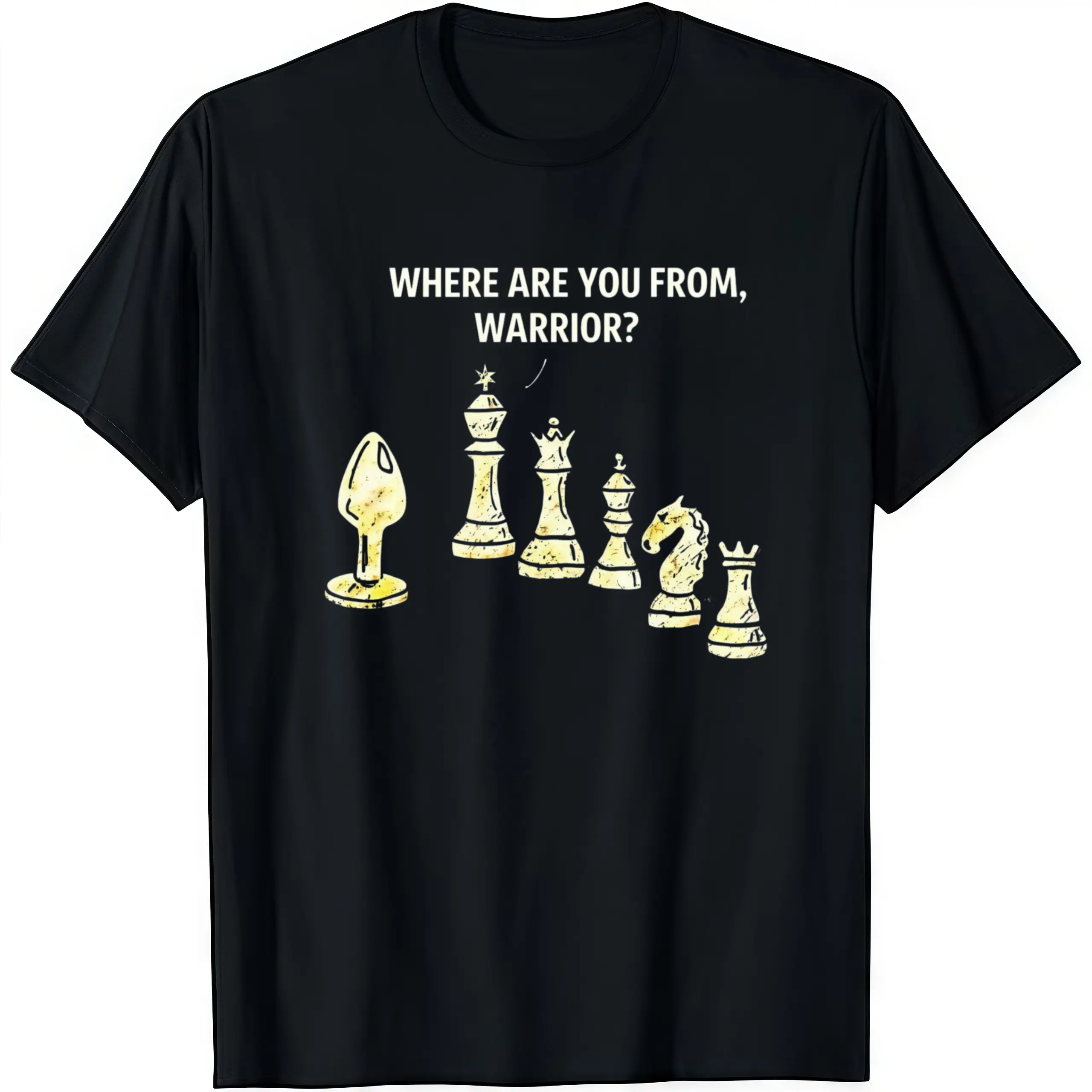 Vinyl Oversized Where Are You From, Warrior? Funny Chess Humor Vintage Graphic T-Shirt Streetwear Holiday Wear y2k cotton fashion Streetwear Lover Gift Top Trending