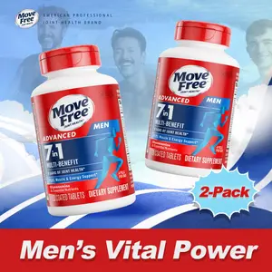 Move Free Advanced 7-in-1 Multi-Benefit Glucosamine Chondroitin with Essential Multivitamins for Men, 120 Tablets * 2 Bottle Bundle