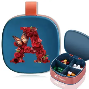 Portable Dustproof Pill Case, Mini Medicine Box with 4 Compartments, Waterproof & Easy Clean Design, Ideal for Travel, Rose Pattern