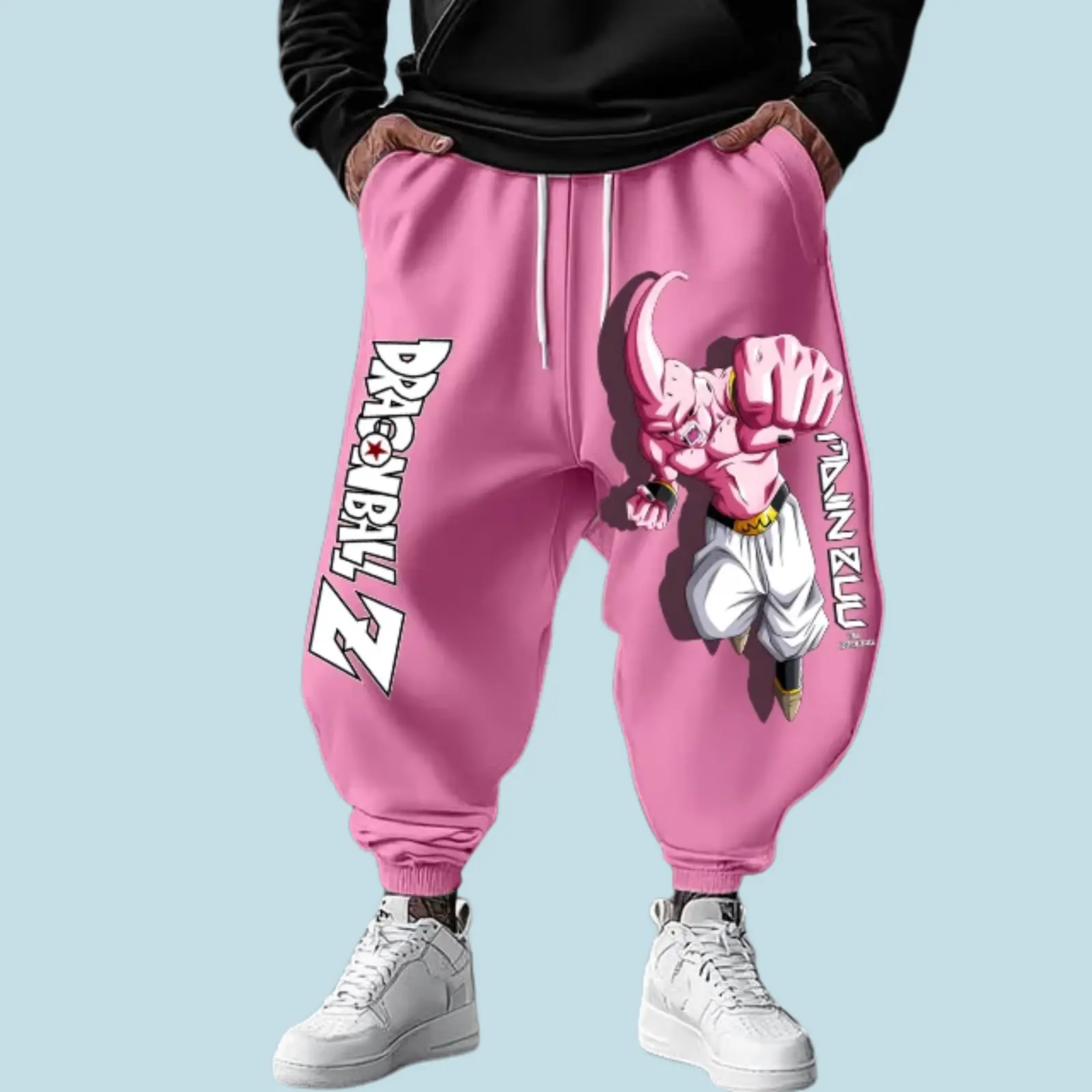 Unisex Majin Buu Sweat Pants, Dragon Ball Sweat Pants, Majin Buu Goku Gogeta Cotton Pant For Fan Anime Lover Soft Breathable Cotton Blend Regular Fit With Elastic Waistband And Adjustable Drawstring