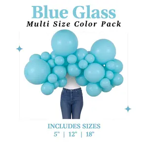 Blue Glass Multi Size Color Pack I Professional Balloon Combo Pack for Party & Wedding Decorations Includes 5 11 & 18 Inch Balloons