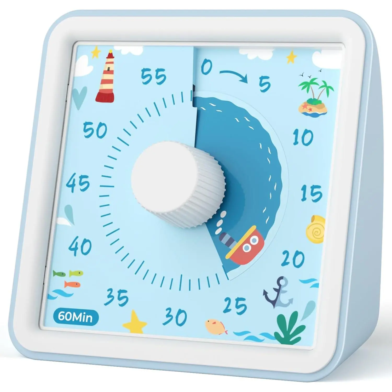 60 Minute Visual Timer for , Visual Countdown Timer for Classroom Office Kitchen with 'Boat' Pattern Design, Pomodoro Timer with Silent Operation ( Included)