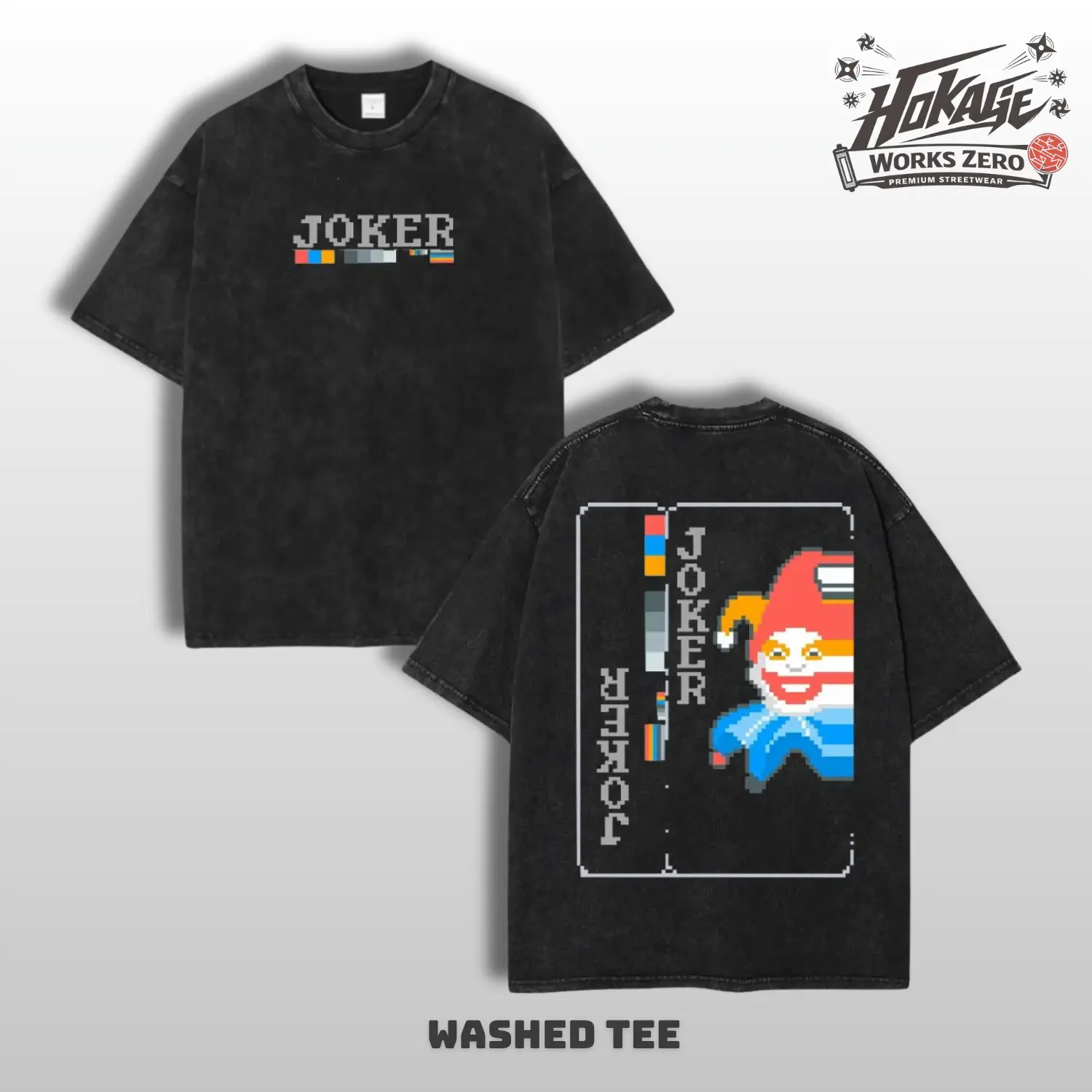 Balatro Misprint Joker Pixel Oversized Acid Washed T-Shirt Vintage Graphic Tee Heavyweight 280 GSM Unisex Y2K Top Trendy Streetwear Gamer Indie Fans Gift